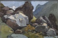 Boulders in mountain valley