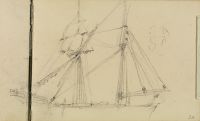 Profile view of a sailing vessel