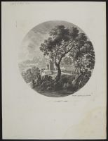 Landscape with trees and a ruined building