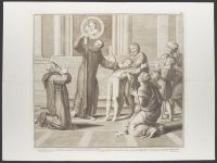 Saint Nilus anoints the son of Polyeuctis, general of the army, with the sacred oil of a lamp, and he is freed of a demon