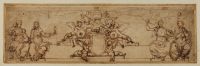 Decorative design - blank papal coat of arms flanked by putti