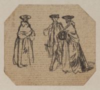 Studies of a man and woman walking together and another woman seen from behind