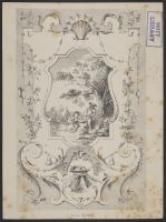 Ornamental panel with two figures in a landscape