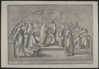 Monks and a Kneeling Figure
