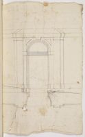 Front elevation and plan of a boundary wall doorway