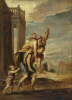 Aeneas fleeing Troy (after Andrea Schiavone)
