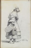 Standing woman with a basket and jar