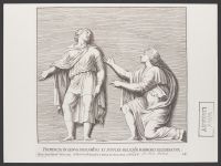 Plate 13 of 'Admiranda Romanarum Antiquitatum ac Veteris Sculpturae Vestigia': Provincia in genua procumbens et supplex reliquum marmoris desideratur