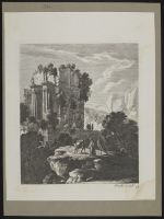 Landscape with figures and classical ruins