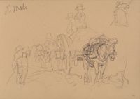 Studies of cart and people working