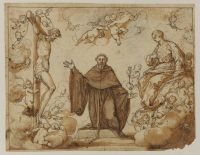 Saint Augustine hesitating between the blood of Christ and the  milk of the Virgin Mary (recto)