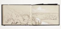 Extensive wooded landscape with castle, background (?Windsor)