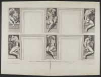 Six details of the telamones from the painted ceiling of the Farnese gallery