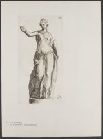 Antique female figure holding out a wreath Plate 39 from Signorum veterum icones, 100 plates plus  title-page, of etchings after classical sculpture, dedicated to  Johannes Wtenbogaard and Constantijn Huygens
