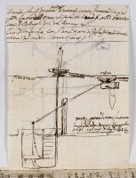 Carapecchia's Pratica delle machine de'Teatri. Text and one  sketch of theatrical equipment (recto)