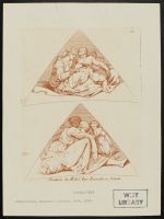 Two triangular compositions - man and a woman with a child