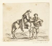 Two Men Conversing, One is on Horseback