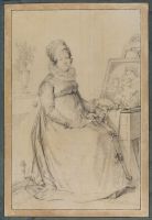 Portrait of a woman artist, seated by Raphael's 'Madonna della  Sedia'