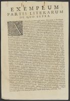 Forward page, Exemplum Partis Literarum de Quo Supra