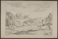 Landscape with figures, a river and ruins