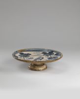 Dish on foot decorated with bluebird design