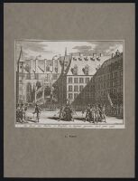 De Raad van Staate, te Brussel, in hegtenis genomen, in 't jaar 1576 (Imprisonment of members of the Council on the plaza in Brussels)
