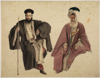 Portrait of two seated men in Middle Eastern dress