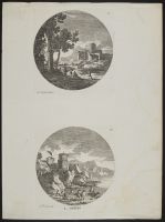 Coastal scene with boats and ruins