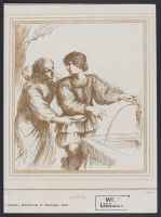 A woman begging water of a young man