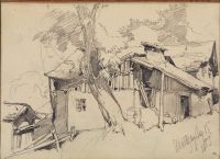 Houses or sheds on hillside