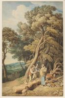 Figures in a wood, Topsham and the River Exe beyond