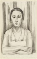 Femme accoudée sur une table (A woman with her arms on a  table)