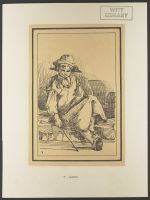 Seated female figure with hat and stick, from "Rustic Figures after Nature"