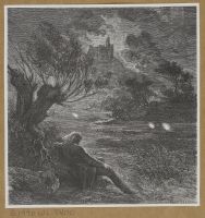 An old man sits beneath a tree and watches will-o-the-wisps dancing in the fields