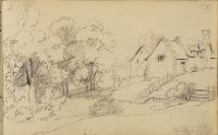 Sketch of a cottage among trees