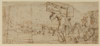 Port scene, with porters carrying the luggage of Lorenzo de  Medici
