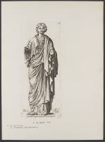 Standing female figure with missing arms and chain Plate 95 from Signorum veterum icones, 100 plates plus  title-page, of etchings after classical sculpture, dedicated to  Johannes Wtenbogaard and Constantijn Huygens