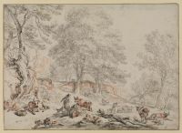 Landscape with cattle and figures - Brederode Castle grounds?