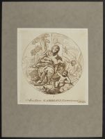 Virgin and Child with St John the Baptist, inscribed within a circle
