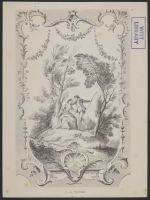 Ornamental panel with two figures in a landscape
