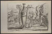 Landscape with a man looking at a monumental vase