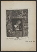Woman and infant seen behind a door shutter