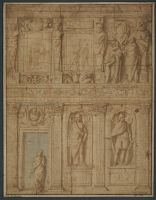 Design for the architectural and sculptural decoration of a wall including Borghese arms
