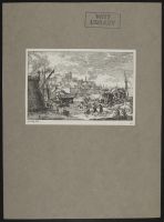 Harbour scene with destroyed ships and cannon fire