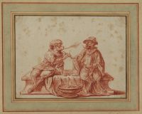 Two monkeys in costume, smoking
