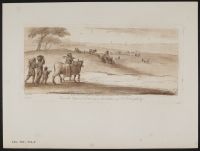 Landscape with a man walking with a bull, a woman, a man and a child following behind