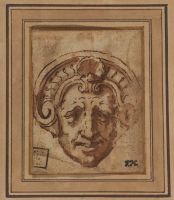 Ornamental head of a man with a shell (recto)