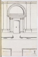 Front elevation and plan of a doorway for the Conventual church  in Valletta, Malta (recto)