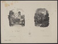 Two landscape scenes with buildings of worship