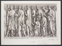 Plate 14 of 'Admiranda Romanarum Antiquitatum ac Veteris Sculpturae Vestigia': Quirites cum coniugibus et liberis laureati...